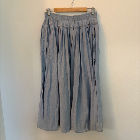 Spencer Creations Dresses & Skirts - Spencer Creations 100% Cotton  Light Blue Button-Detail Maxi Skirt